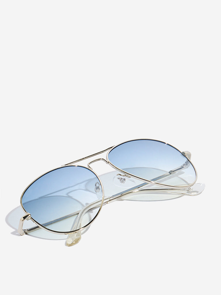 Nuon Blue Aviator Sunglasses with Cleaning Cloth