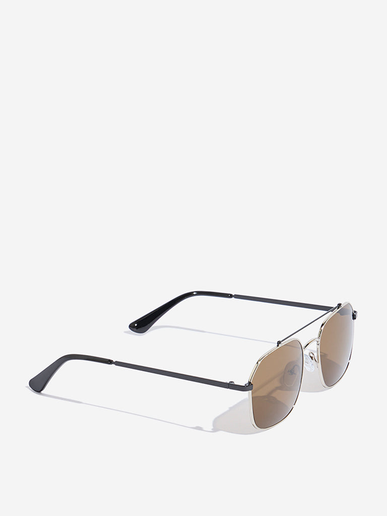 Nuon Brown Square Sunglasses with Cleaning Cloth