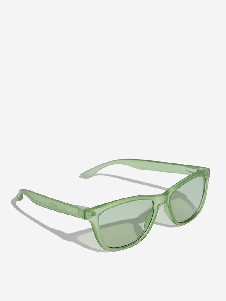 Nuon Light Green Rectangle Sunglasses with Cleaning Cloth