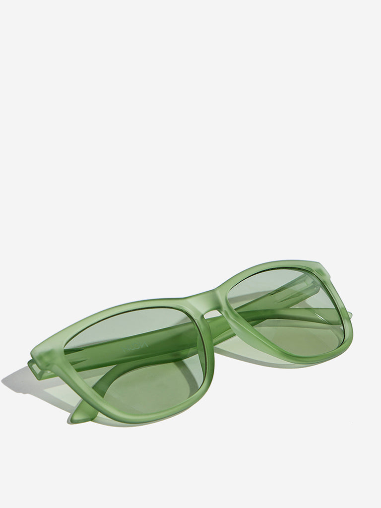 Nuon Light Green Rectangle Sunglasses with Cleaning Cloth