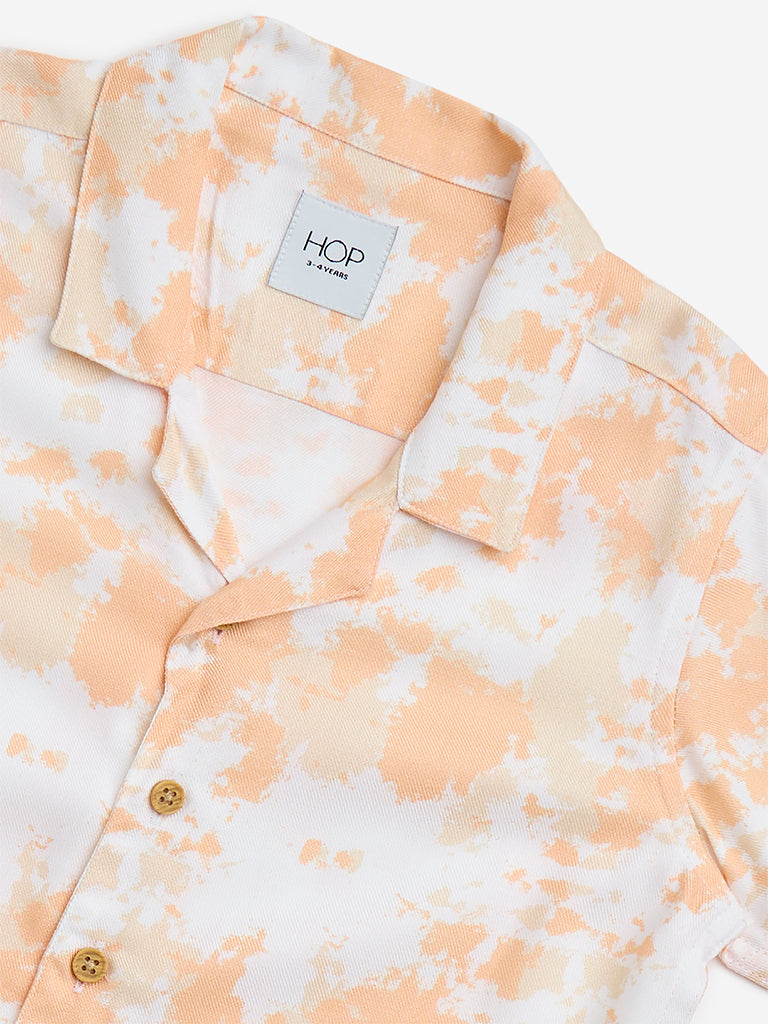 Westside HOP Kids Orange Abstract Printed Shirt for Casual Wear Zoomed View
