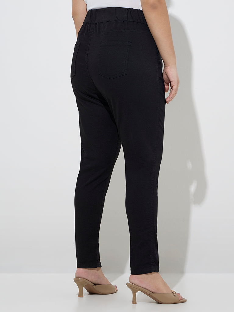 Westside Gia Women's Black High-Rise Jeggings for Casual Wear Back View