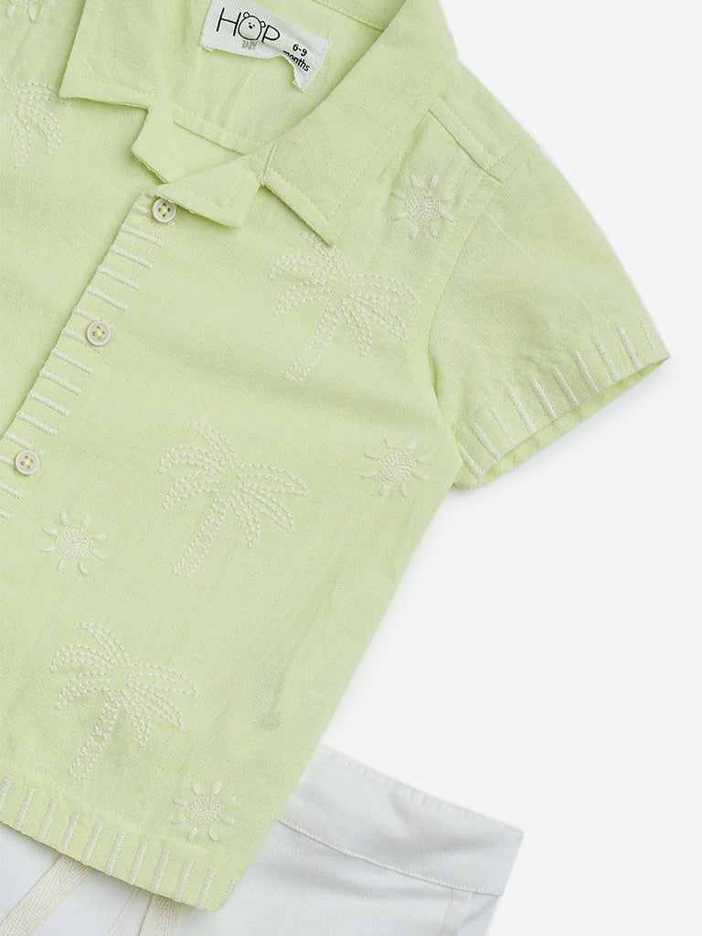 HOP Baby Lime Cotton-Blend Shirt with Shorts Set