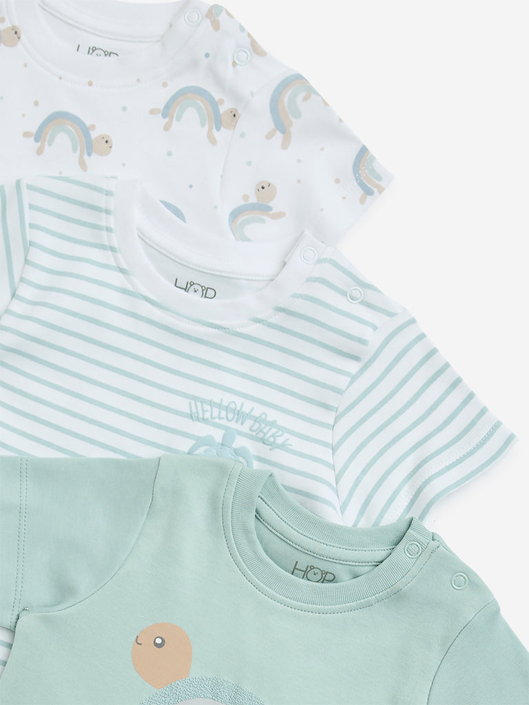 HOP Baby Sage Printed Cotton T-Shirts - Pack of 3