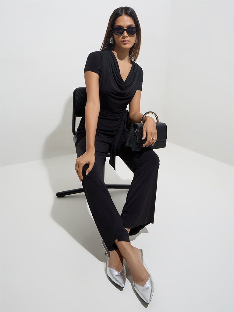 Wardrobe Solid Black Jumpsuit