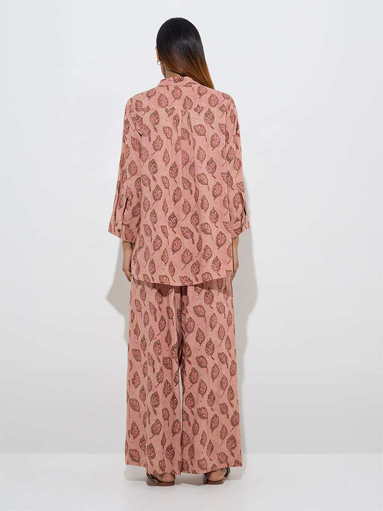 Westside Utsa Women's Peach Leaf Design Ethnic Tunic for Everyday Back View