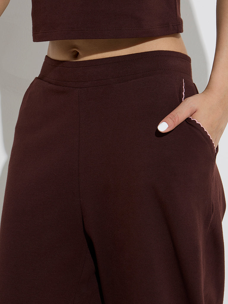 Superstar Brown Solid High-Rise Cotton Pants