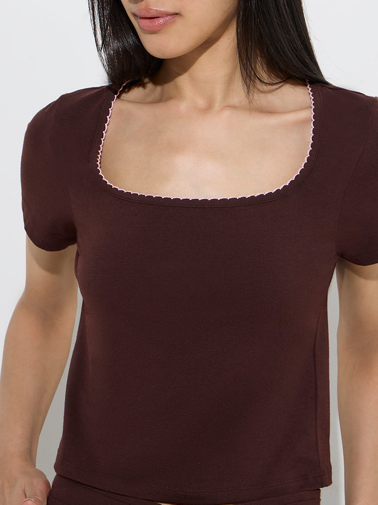 Superstar Brown Solid Cotton Top