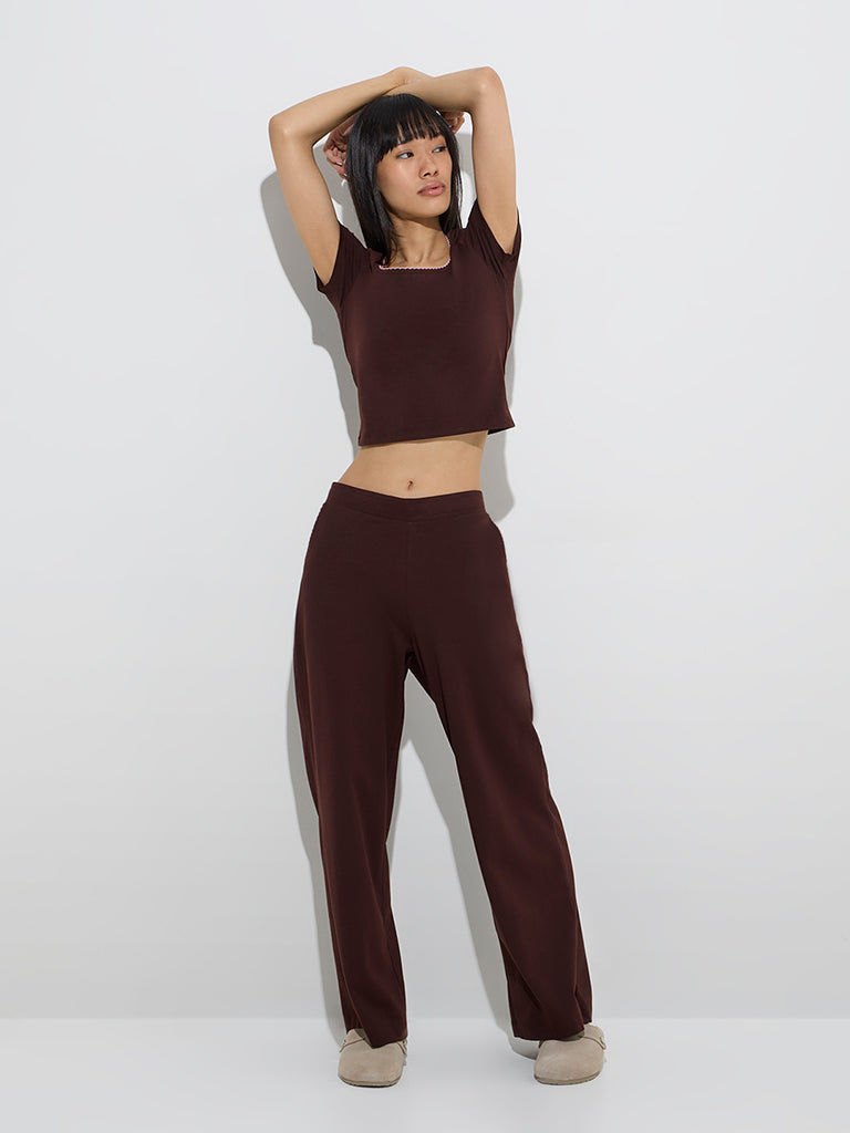 Superstar Brown Solid Cotton Top