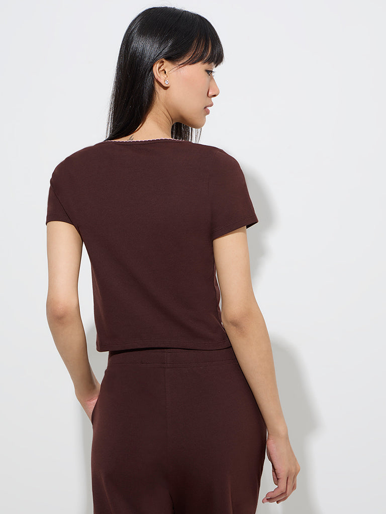 Superstar Brown Solid Cotton Top