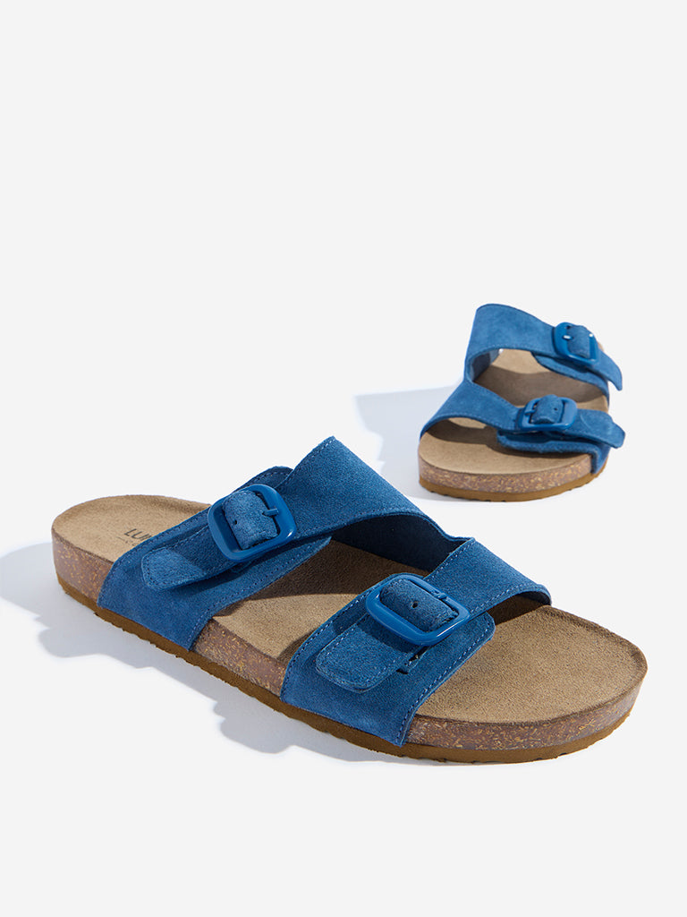 Westside LUNA BLU Women's Blue Dual-Strap Comfort Sandals for Casual Wear Zoomed View