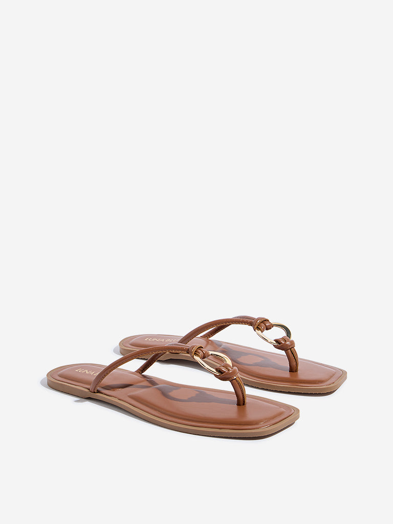LUNA BLU Tan Metal-Detailed Slides