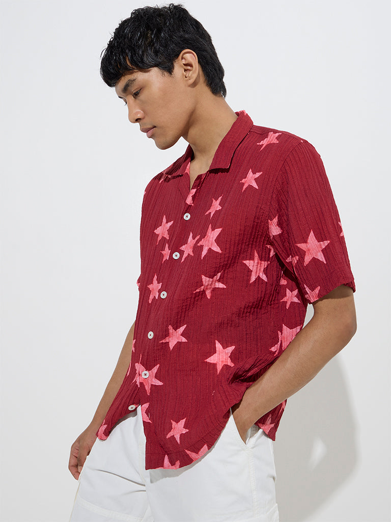 Buy Nuon Red Star Printed Relaxed-Fit Cotton Shirt from Westside