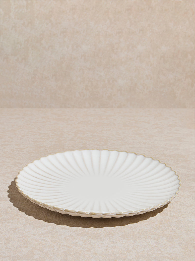 Westside Home White Scallop Design Dinner Plate