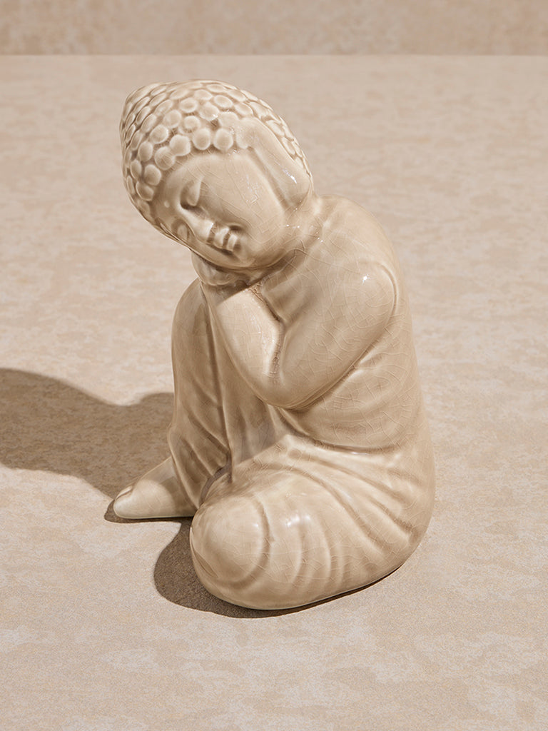 Westside Home Ivory Ceramic Sleeping Buddha