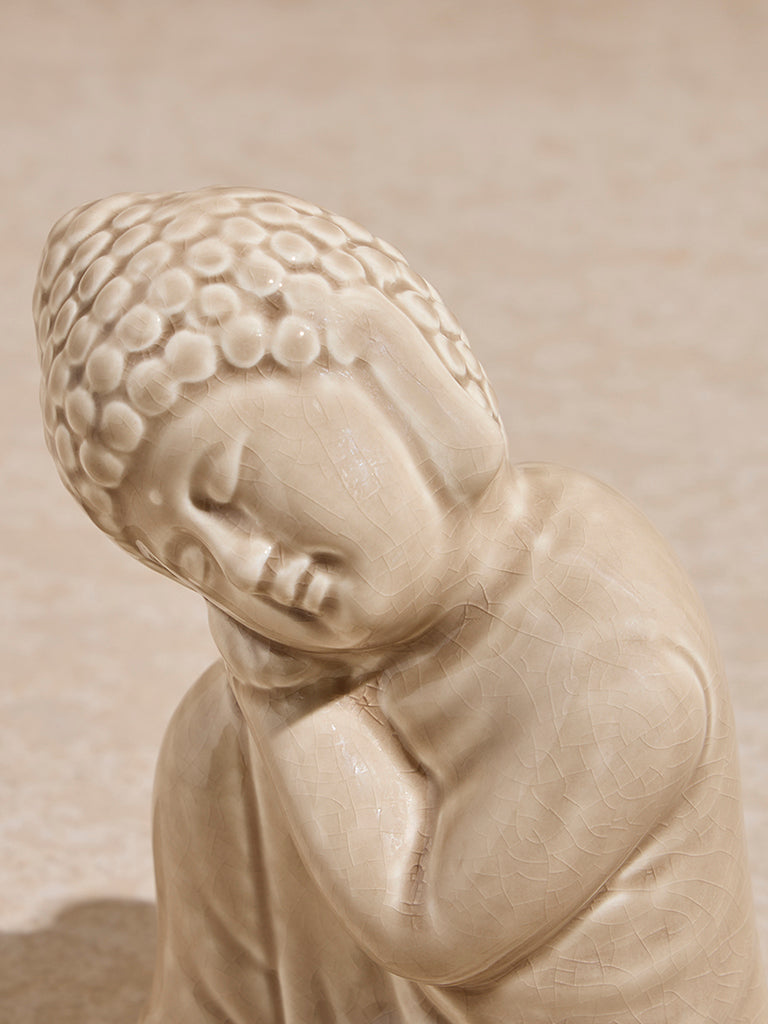 Westside Home Ivory Ceramic Sleeping Buddha