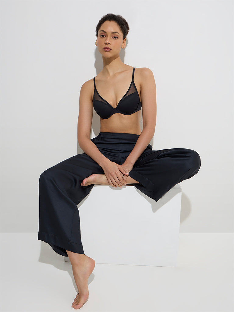 Wunderlove Black Mesh Detailed Under-Wired Bra