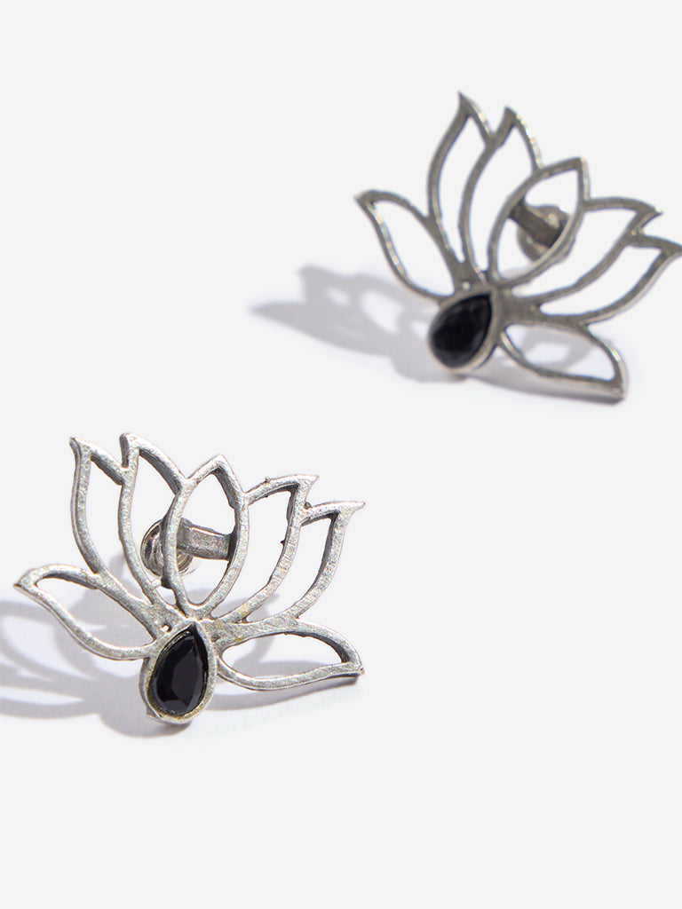 Westside Accessories Silver Lotus Cut-Out Earrings