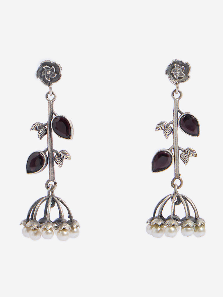 Westside Accessories Silver Flower Jhumka Earrings