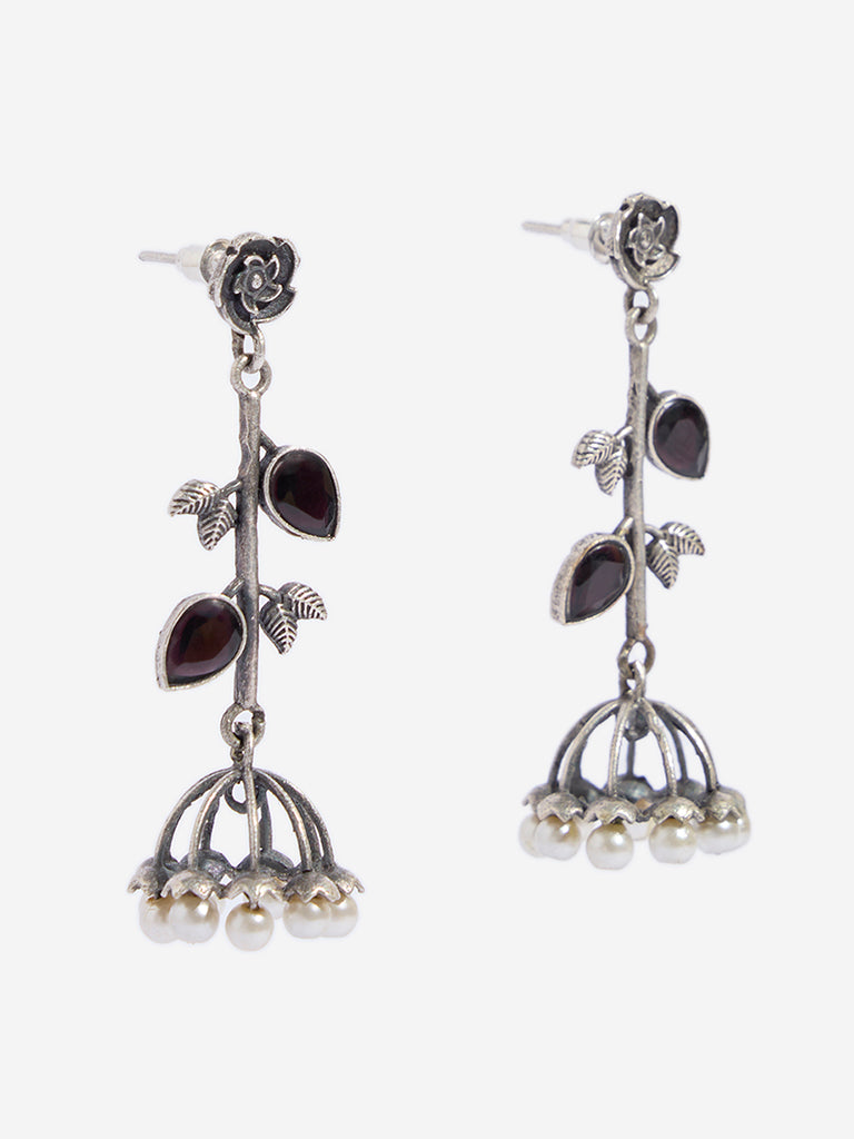 Westside Accessories Silver Flower Jhumka Earrings