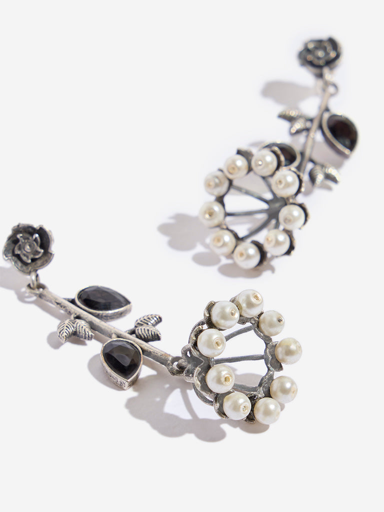 Westside Accessories Silver Flower Jhumka Earrings