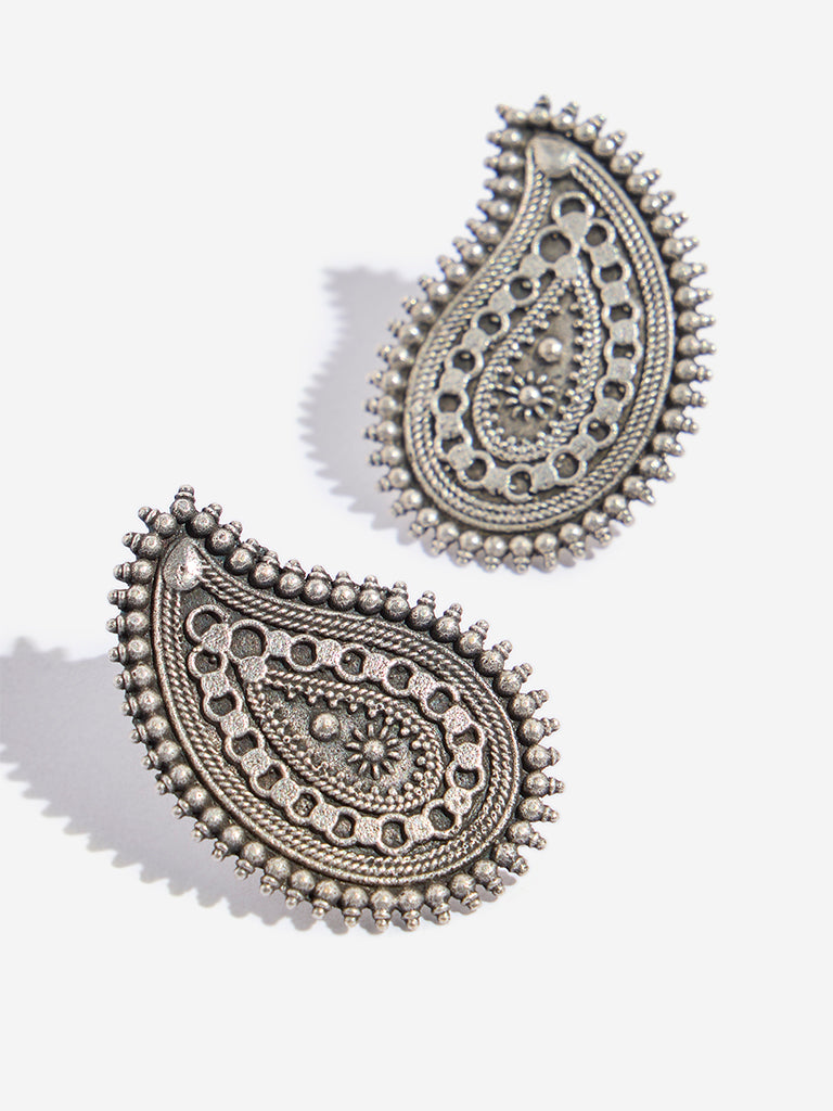 Westside Accessories Silver Paisley Design Earrings