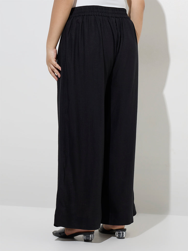 Diza Black Solid Palazzos