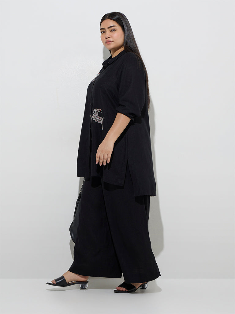 Diza Black Solid Palazzos
