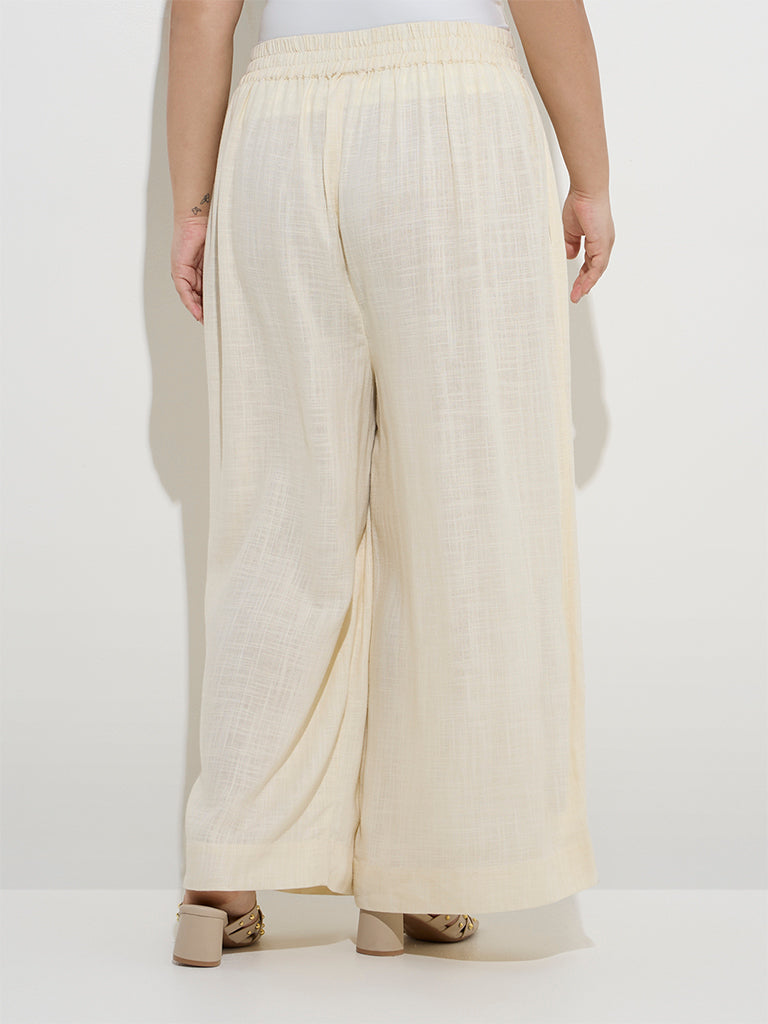 Diza Light Beige Solid Palazzos