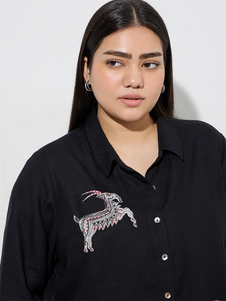 Diza Black Animal Design Tunic