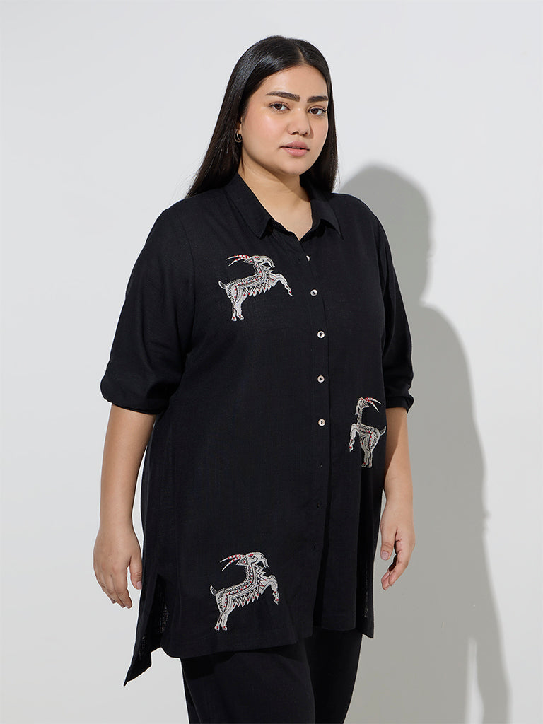 Diza Black Animal Design Tunic