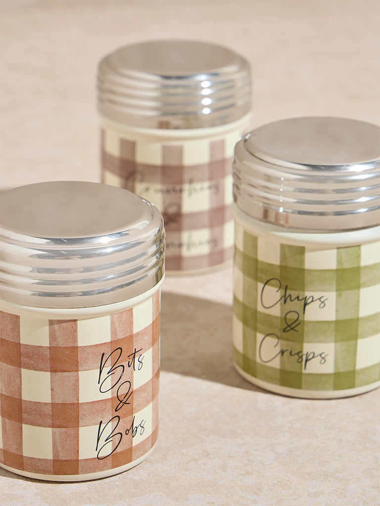 Westside Home Multicolour Gingham Checkered Snack Jar (Set of 3)