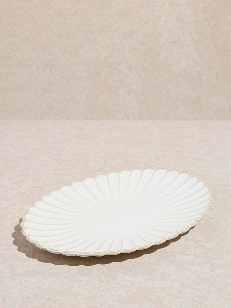 Westside Home White Scallop Design Serving Platter - Large