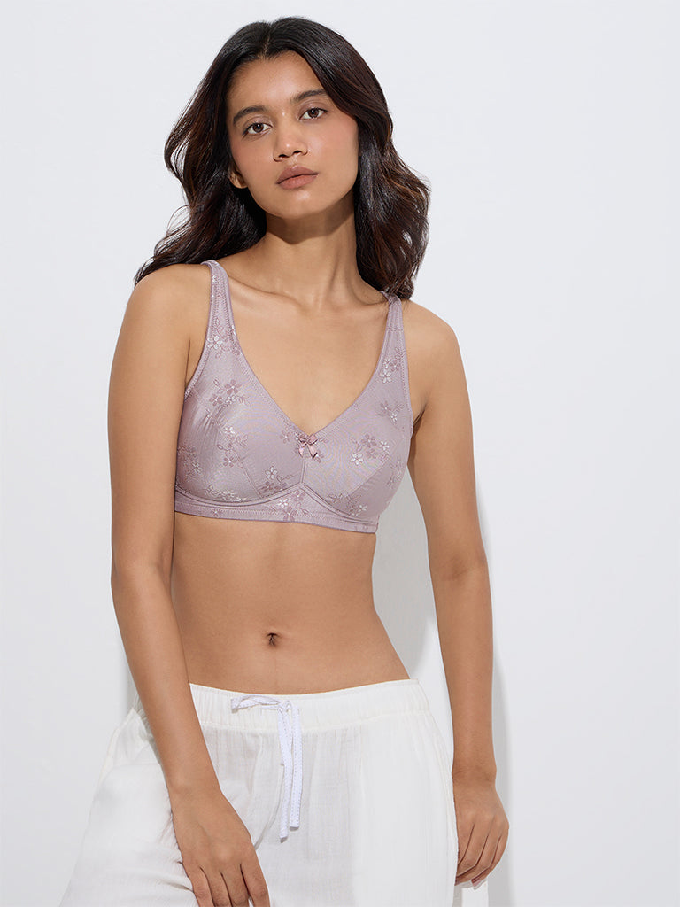 Wunderlove Mauve Floral Printed Bra