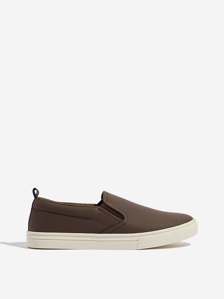 Westside SOLEPLAY Men's Dark Brown Slip-On Shoes for Casual Wear Side View