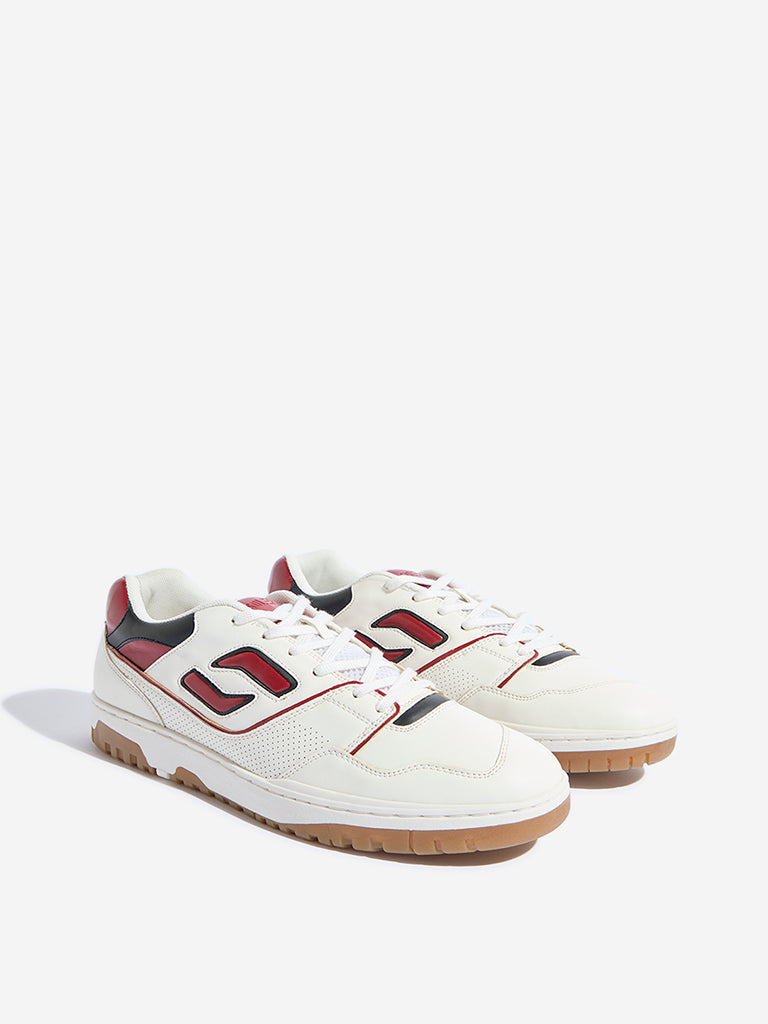 SOLEPLAY White Colour-Blocked Lace-Up Sneakers