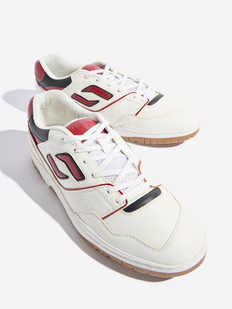 SOLEPLAY White Colour-Blocked Lace-Up Sneakers