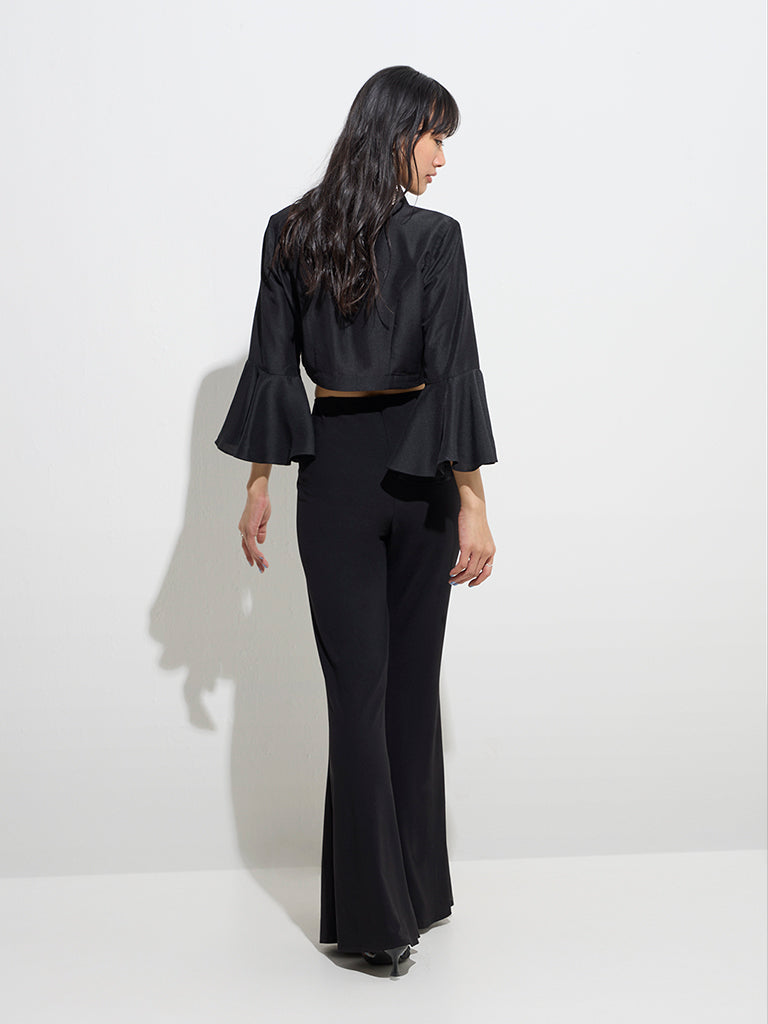 Westside Vark Women's Black Embellished Ethnic Top for Festive Wear Back View