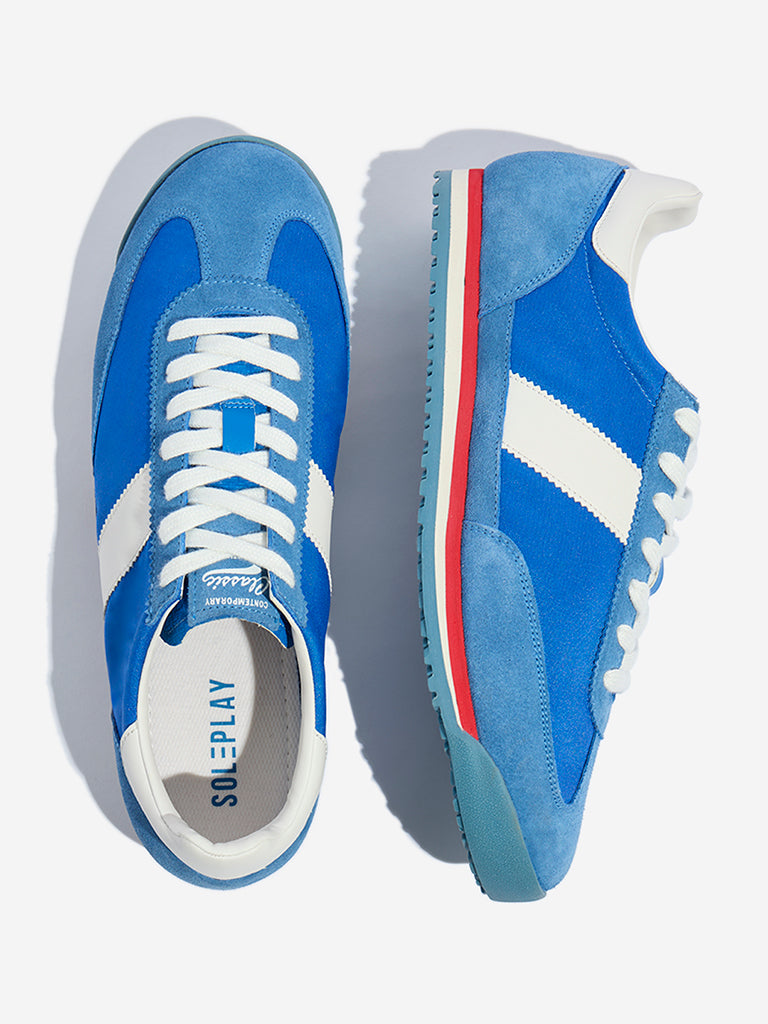 SOLEPLAY Blue Textured Lace-Up Sneakers
