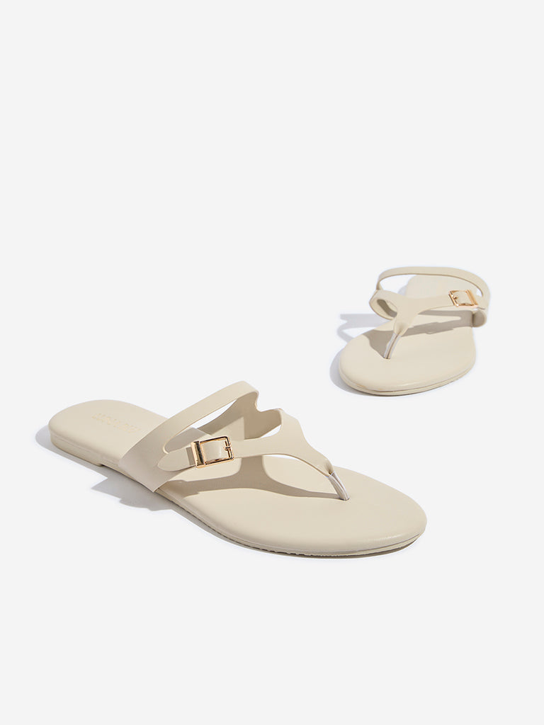 Westside LUNA BLU Women's Ivory Thong-Strap Sandals for Casual Wear Zoomed View