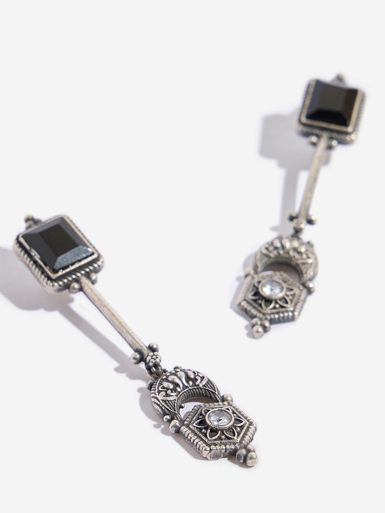 Westside Accessories Black Gemstone Dangler Earrings