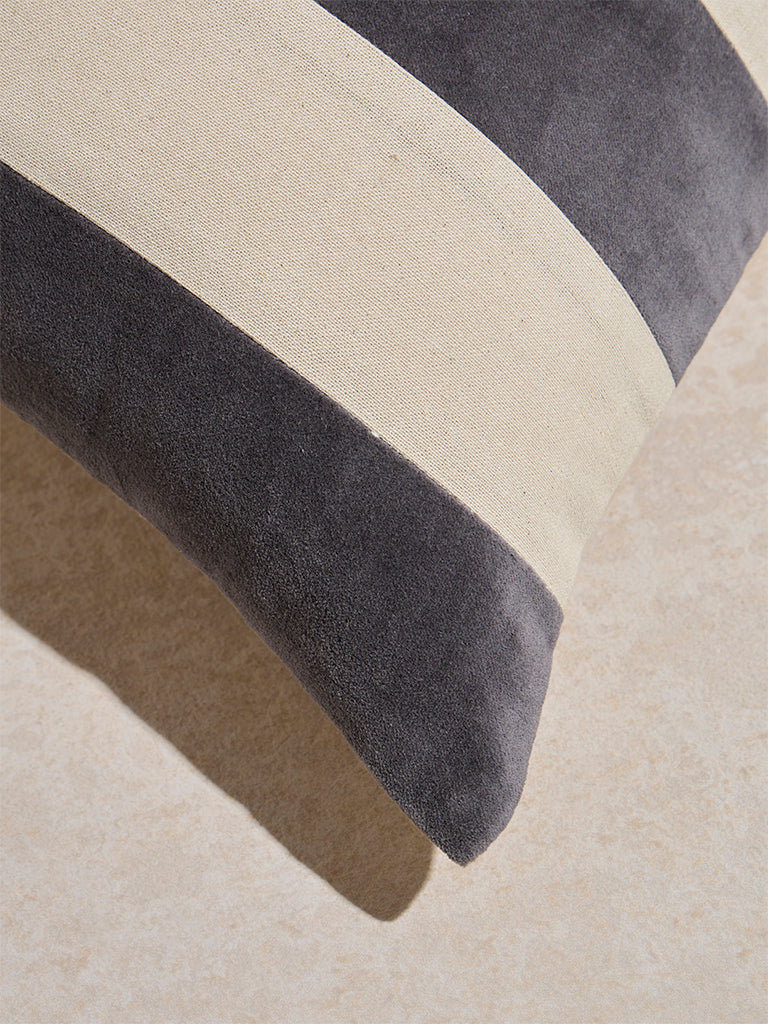 Westside Home Charcoal Stripe Printed Cushion Cover