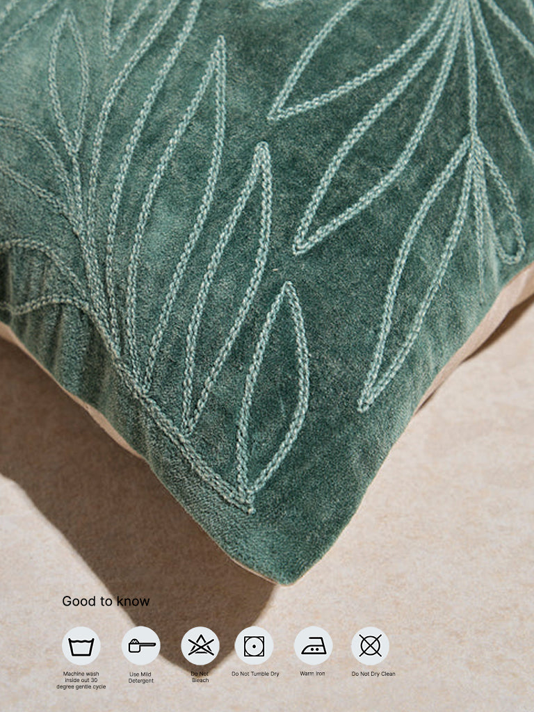 Westside Home Green Botanical Design Cushion Cover