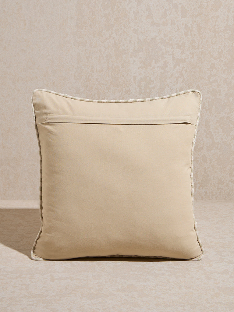 Westside Home Beige Embroidered Cushion Cover