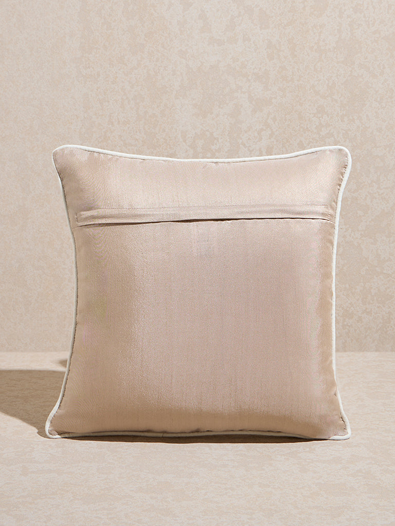 Westside Home Beige Toile Embroidered Cushion Cover