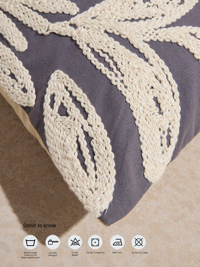 Westside Home Dusty Blue Embroidered Cushion Cover