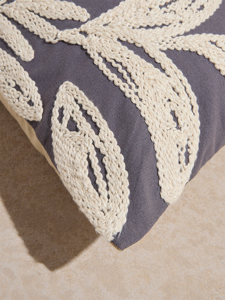 Westside Home Dusty Blue Embroidered Cushion Cover