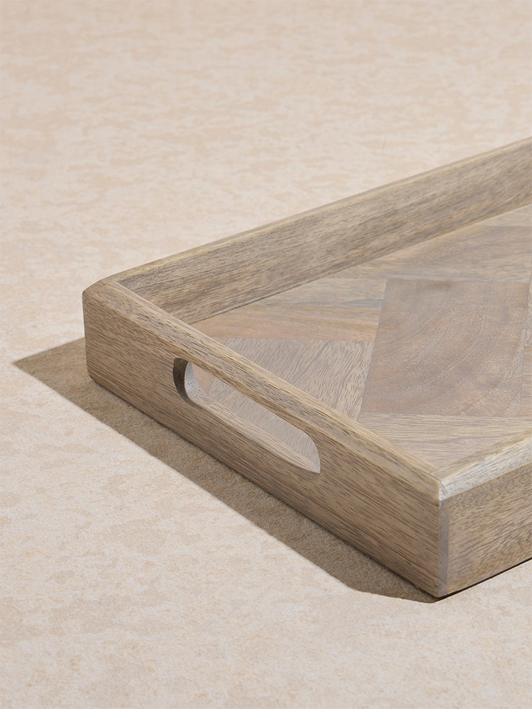 Westside Home Beige Wooden Serving Tray