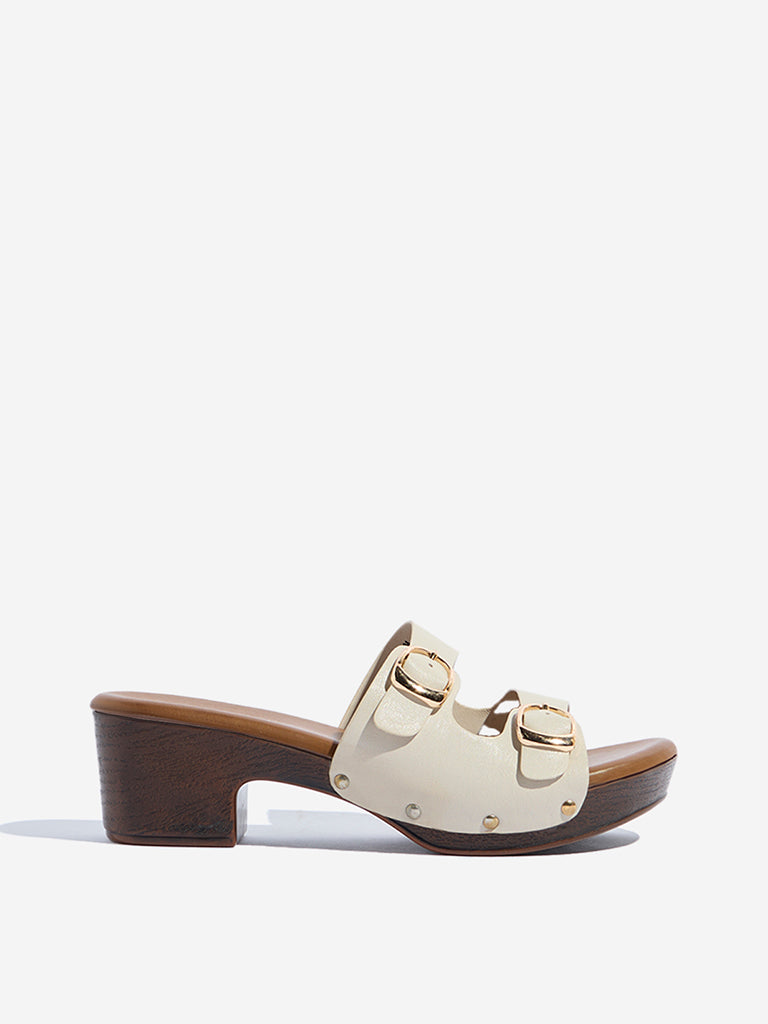 Buy LUNA BLU Ivory Dual-Strap Block Sandals from Westside