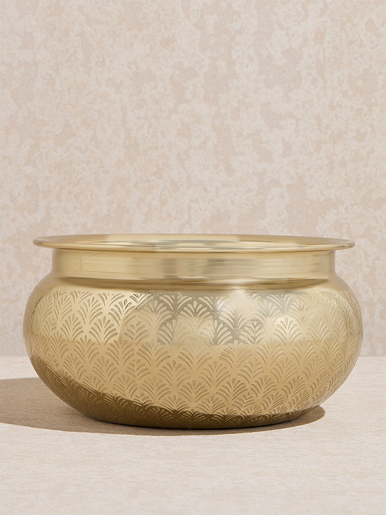 Westside Home Gold Floral Etched Decorative Bowl- Small